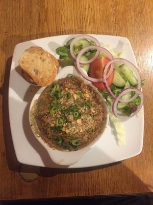 Vegan 'cheezey' garlic mushrooms at The Horse and Jockey in Lichfield