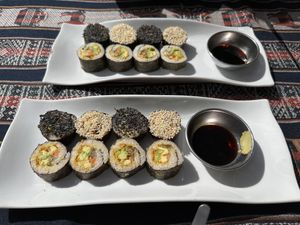 Kimchi roll  at Sacred Sushi and Curry Sunday in Pisac