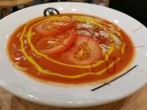 Ramen served in cold tomato soup at Samurai Ramen - Tebrau City in Johor Bahru