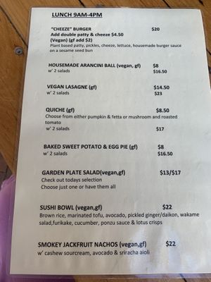 Menu  at The Garden Plate in Lismore