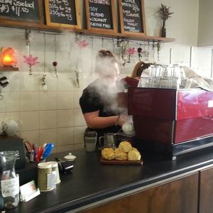 Making coffee at The Garden Plate at The Garden Plate in Lismore