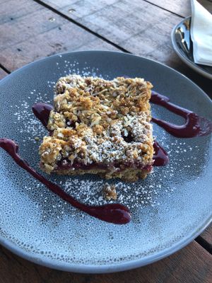 Raspberry coconut slice ❤️?❤️ vegan style  at The Garden Plate in Lismore