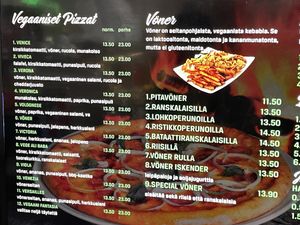 Vegan menus  at Ali Baba in Turku