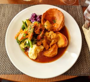 Vegan lamb roast dinner at The Chester Arms in Chicheley