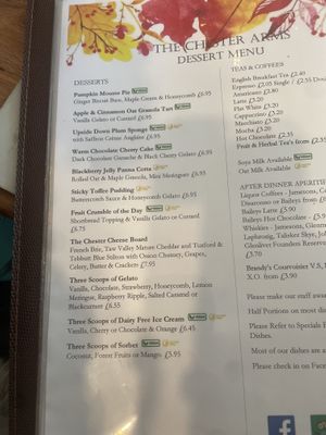 Autumn ‘22 menu  at The Chester Arms in Chicheley