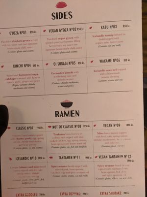2020-Jan menu at Ramen Momo in Reykjavik