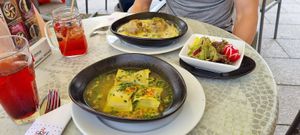 Maultaschen came with vegan potato salad  at Cafe Pause in Freudenstadt