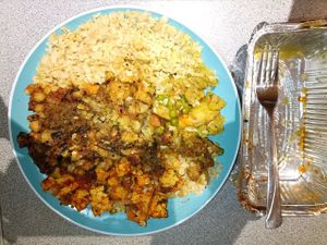 Large takeaway portion on plate at Govinda's - North City in Dublin