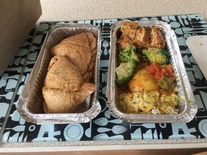 Large vegan takeout and 2 samosas! at Govinda's - North City in Dublin