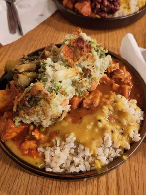 Buddha plate (4x dishes and brown rice) €11.95 at Govinda's - North City in Dublin