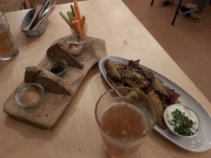 Sweet potatoes,  hummus , tapanade at Moagem in Aljezur