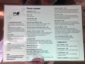 Menu at Moagem in Aljezur