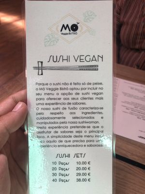 Sushi menu at Moagem in Aljezur