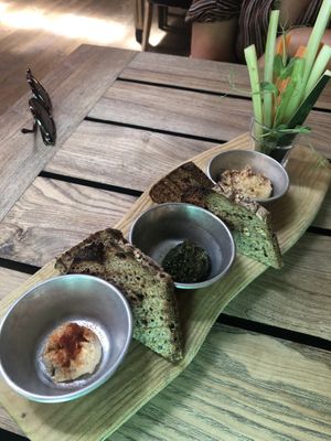 Cheese, hummus and pesto at Moagem in Aljezur