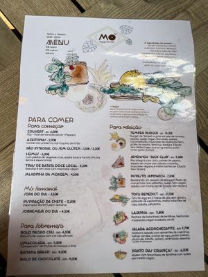 Menu  at Moagem in Aljezur
