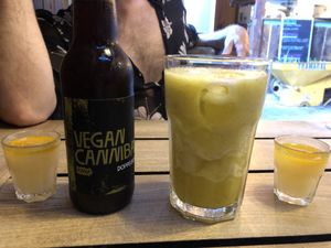 Bier and juice of the day  at Moagem in Aljezur