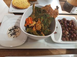 Olives and dried vegetable salad at Moagem in Aljezur