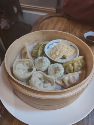Steamed dumplings at Liutaio Music Cafe & Shop in Cambridge