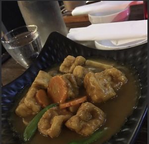 Japanese tofu curry at Liutaio Music Cafe & Shop in Cambridge
