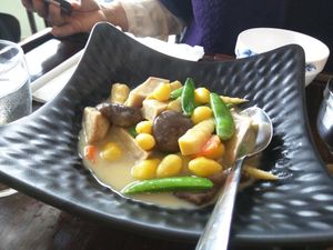 Taro and Ginko in Green Curry (Vegan) [£10.00] at Liutaio Music Cafe & Shop in Cambridge