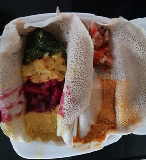 Vegan plate at Addis Ethiopian Kitchen in Helsinki