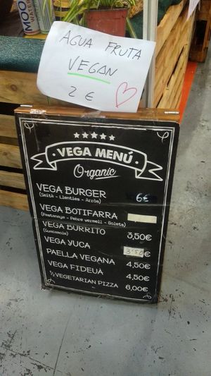 Carta en Be Veggie Irún at All Vegan in Barcelona