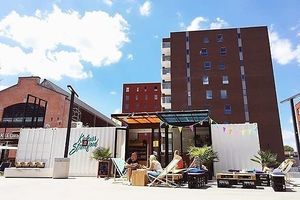 V-box, in the middle of the shopping center at V-Box in Ghent