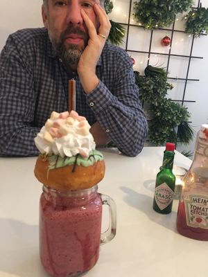 Red fruit milkshake at V-Box in Ghent