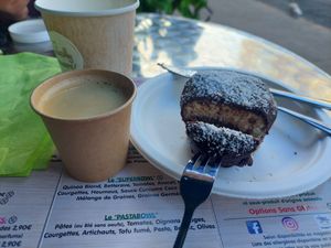 Bounty "Cookie" Nachtisch und Kaffee at La Fourchette Bio in Arcachon