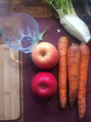 The Classic organic cols press juice with : carrot, Apple, lemon and ginger ! at Armand Bar et Cantine in Paris