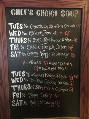 "Soup of the day" options.
 at Cafe 213 in Waterford