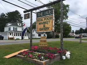 Sign at The Hub in Tupper Lake
