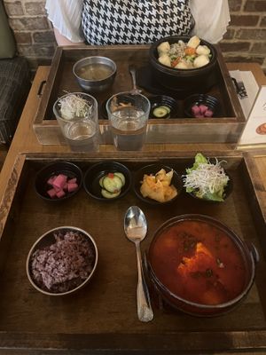 “Soft tofu stew” and bibimbap   at Mokban Korean Bistro in Providence