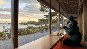 View from the front row at Kanrantei Tea House in Matsushima