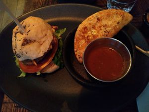 Slider and taco at The Tipsy Vegan in Cambridge