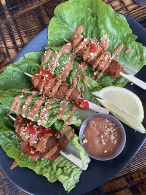 West African kebobs  at The Tipsy Vegan in Cambridge