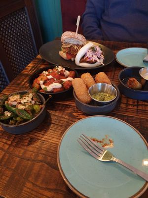 Our plates at The Tipsy Vegan in Cambridge