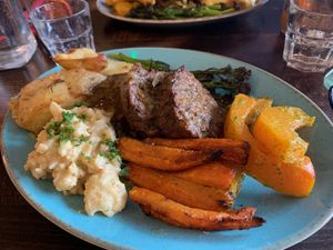 Roast dinner with nut loaf  at The Tipsy Vegan in Cambridge