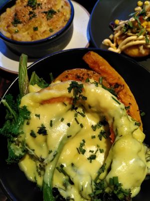 seasonal greens in hollandaise at The Tipsy Vegan in Cambridge