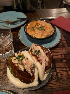 Spicy Korean boa buns and mac & cheese  at The Tipsy Vegan in Cambridge