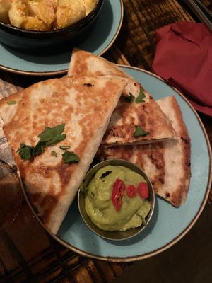 Cheese quesadilla with guacamole   at The Tipsy Vegan in Cambridge
