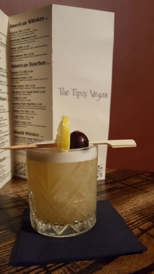 Whisky sour at The Tipsy Vegan in Cambridge
