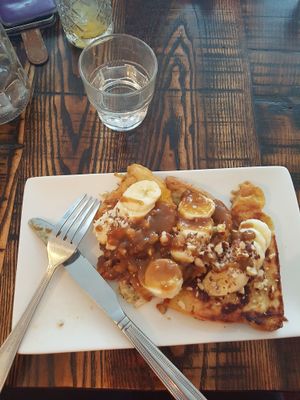 Banoffee french toast - absolutely incredible!! at The Tipsy Vegan in Cambridge
