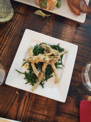 "Calamari" - tasted exactly like the real thing; you wouldn't know it is vegan. at The Tipsy Vegan in Cambridge