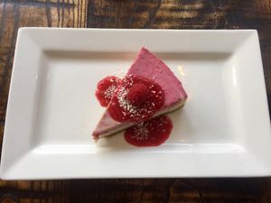 white chocolate & raspberry cheesecake  at The Tipsy Vegan in Cambridge