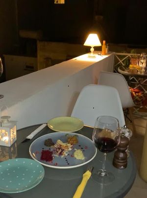 Terrace view at night  at Hortela in Portimao