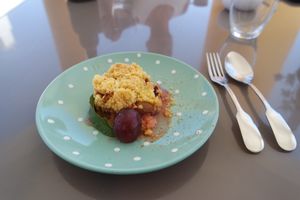 Good vegan crumble as dessert. at Hortela in Portimao