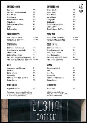 Elska Coffee menu  at Elska Coffee in Vilnius