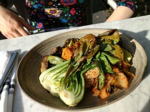 Tempeh, riz , bokchoy, kimchi at LOV - Montagne in Montreal