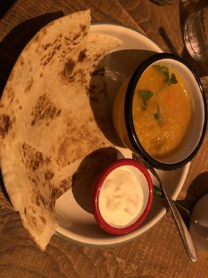 Lentil soup with flatbread  at Im Herzen Afrikas in Frankfurt